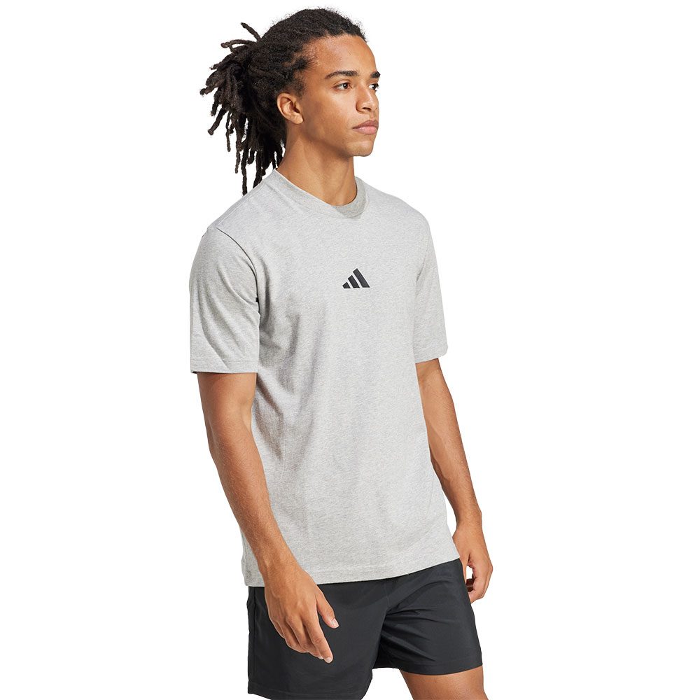 adidas Essentials Small Logo Single Jersey T-Shirt Herren medium grey heather