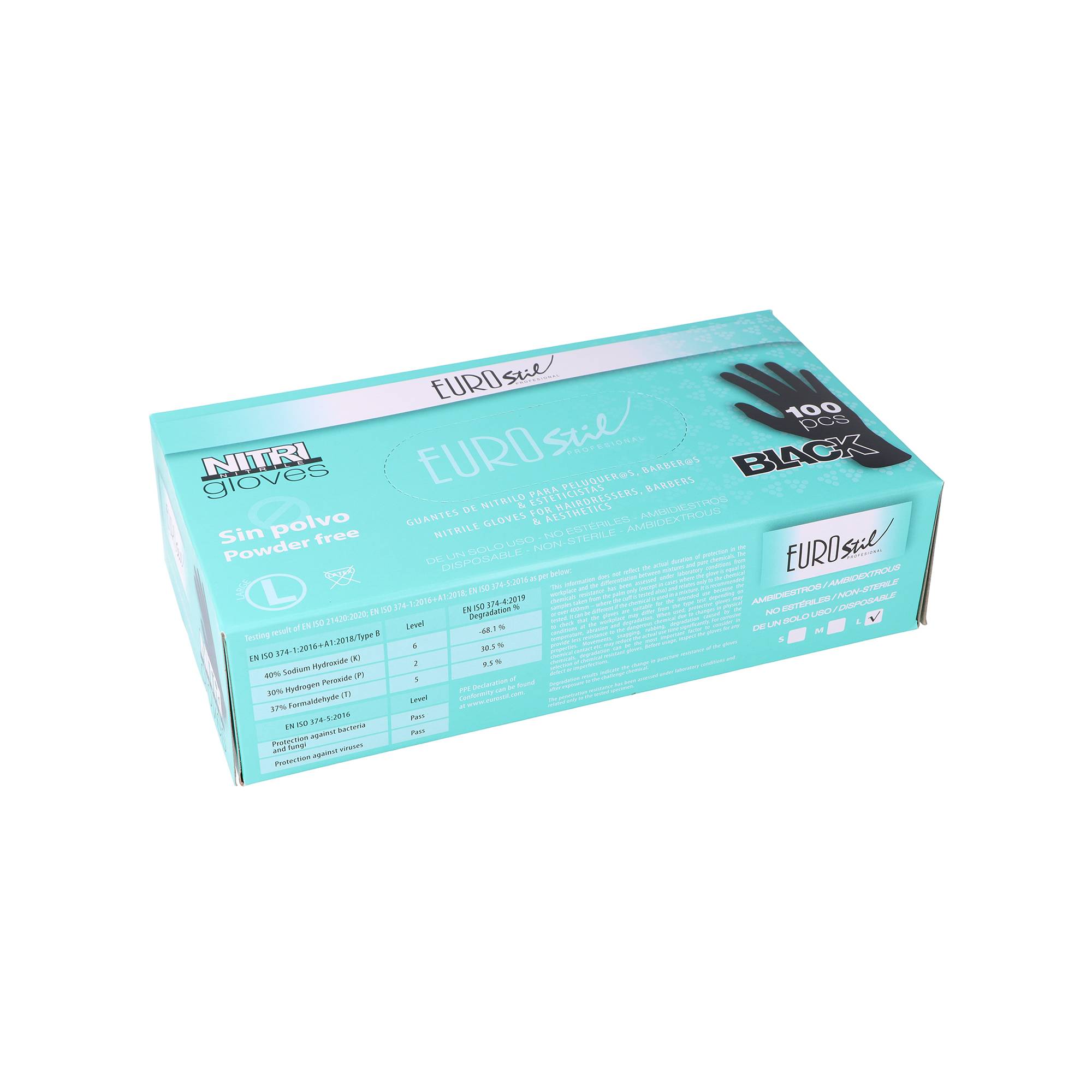 Boite de 100 gants en Nitrile AQL 1.5 Noir - Taille L