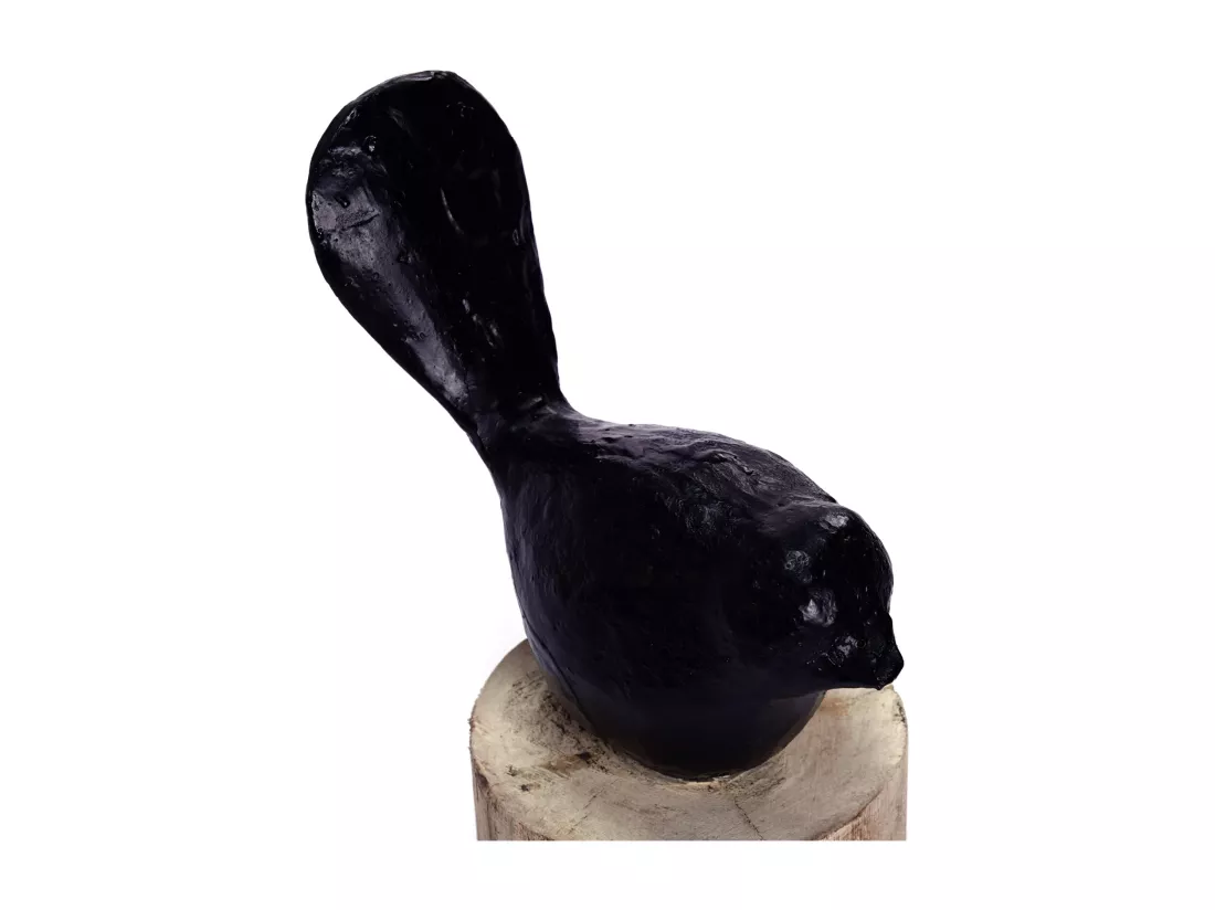 SCULPTURE VOGEL Birdy II Socle en bois de mangue noir-nature