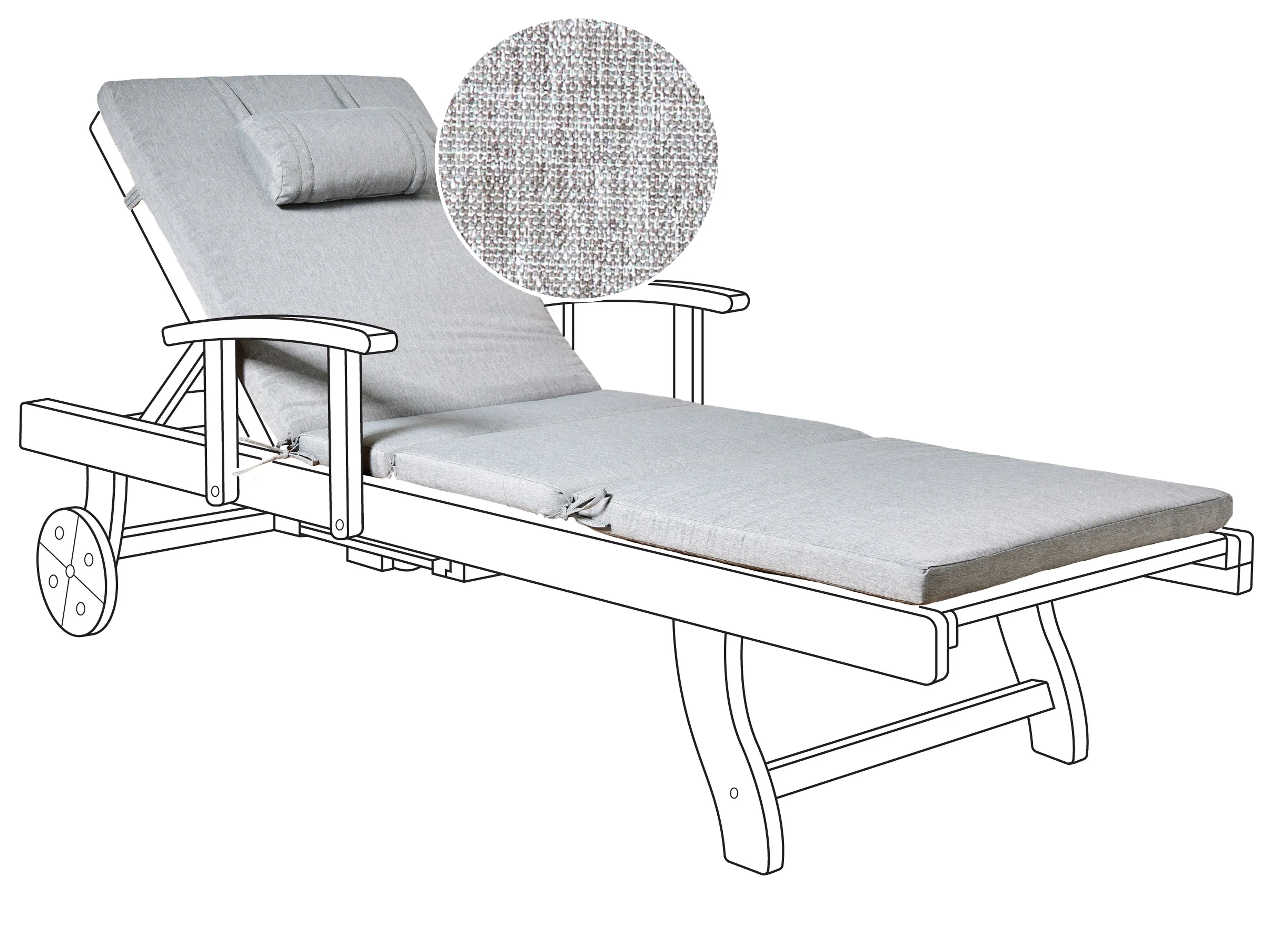 Kussen voor ligstoel TOSCANA/JAVA/AMANTEA PREMIUM 189 x 58 cm Grijs melange