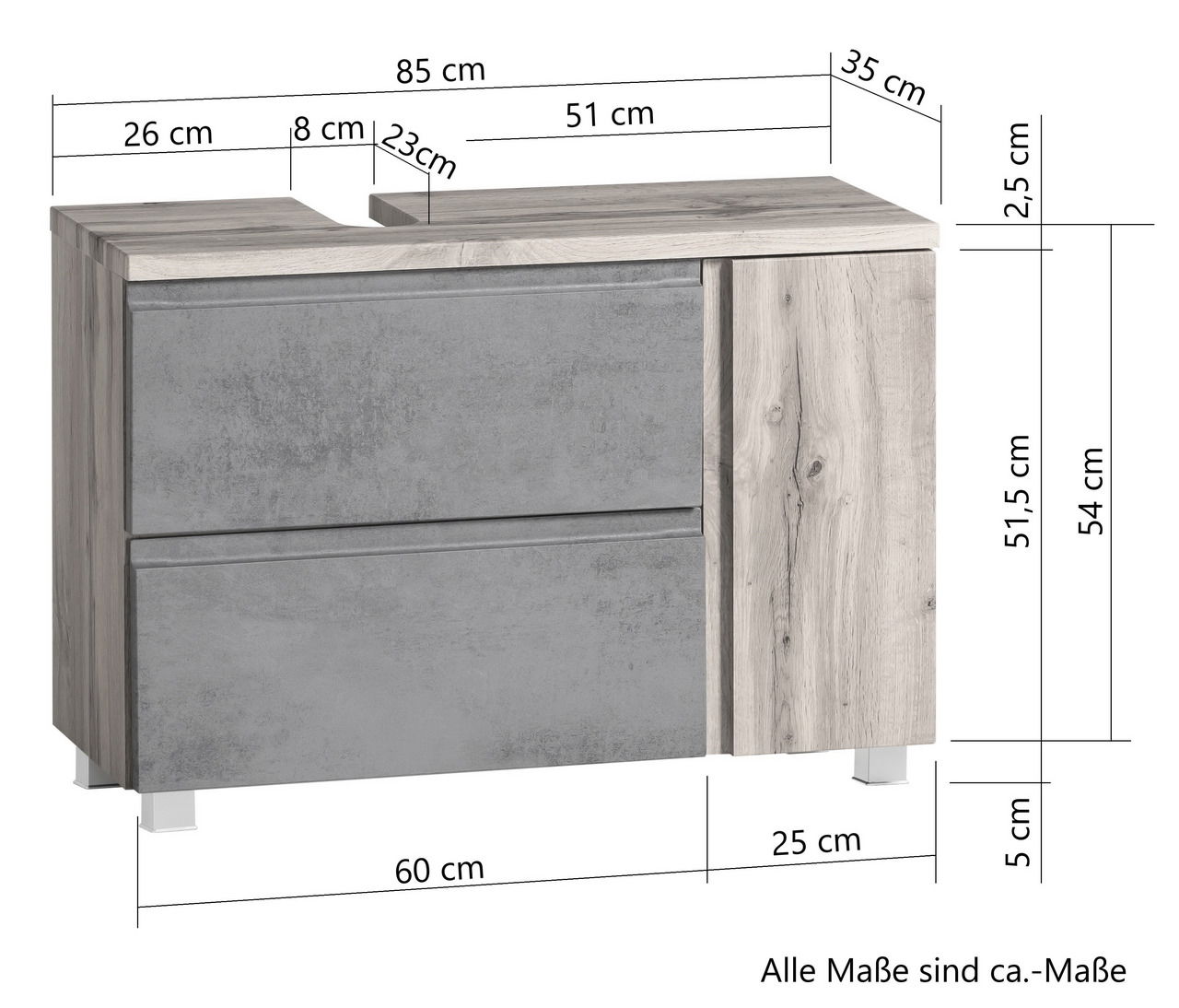 XORA Waschbeckenunterschrank links VARESE