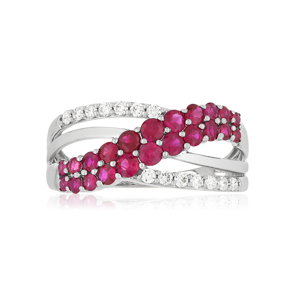 Bague MATY Or 750 blanc Rubis et Diamants