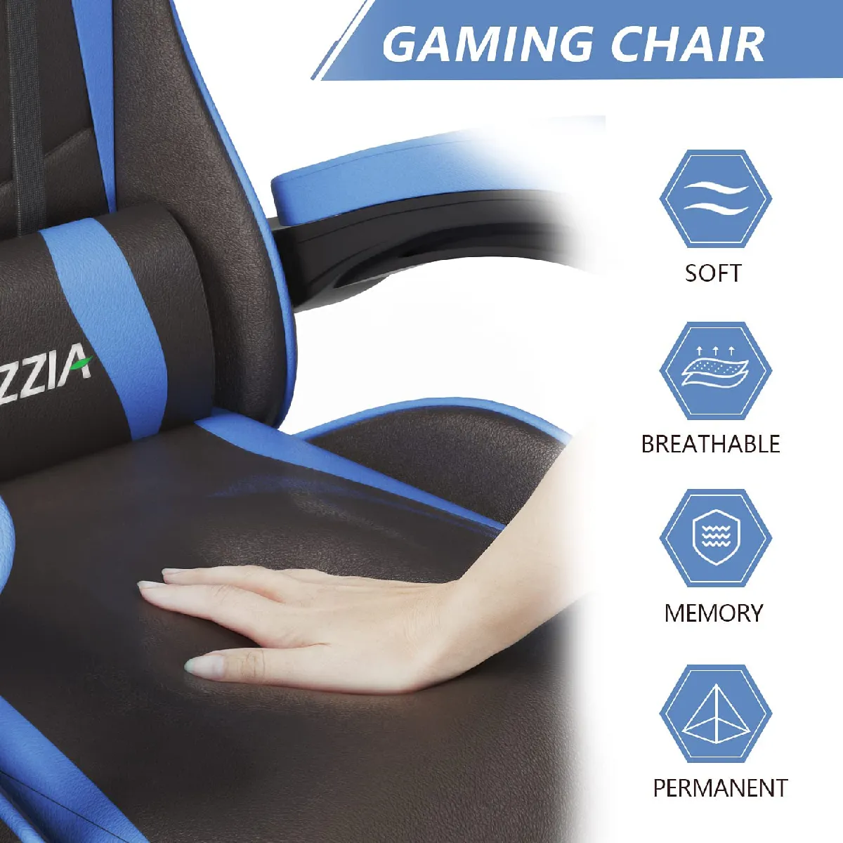 Rattantree Chaise Gaming Noir/Bleu