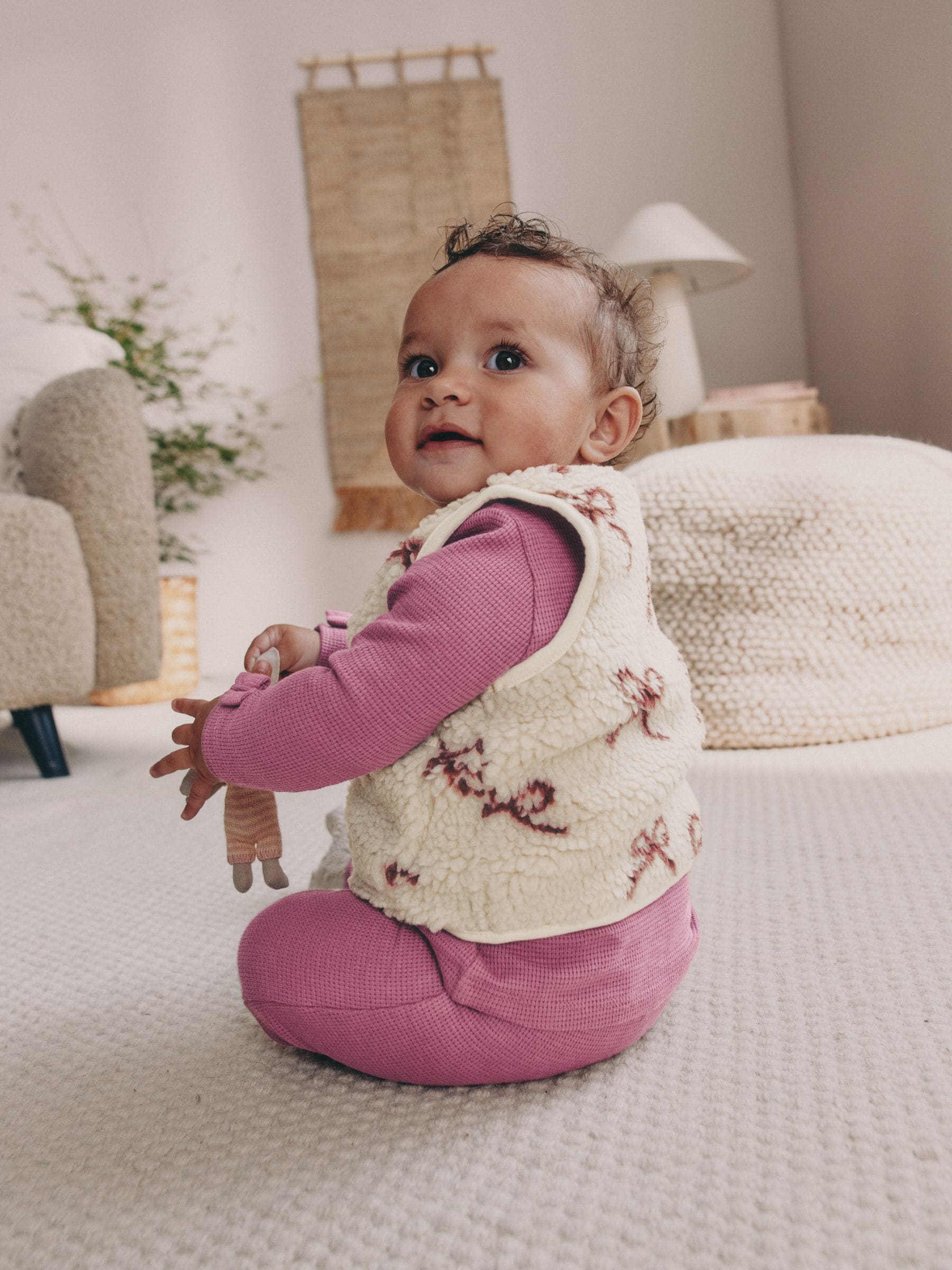 Bordeauxrood - Babyset van top met Lange mouwen en Leggings met Bodywarmer 3 -delig (0mnd -2jr)