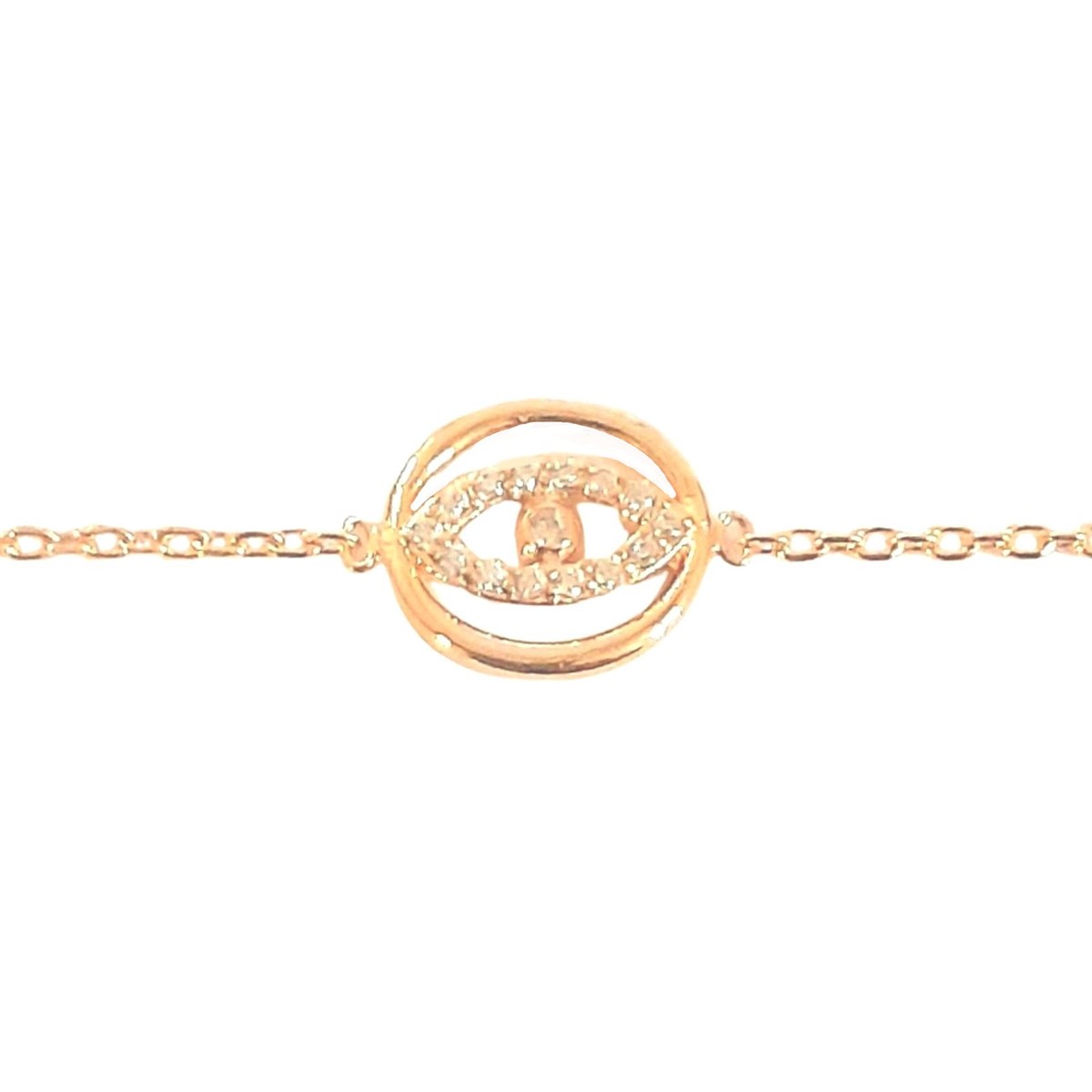 Bracelet oeil bleu porte bonheur mauvais sort en plaqué or - 18cm