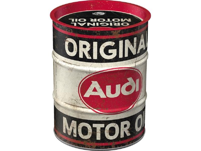 Nostalgic Art Spardose Original Audi Schriftzug Sparkasse in Ölfass-Form