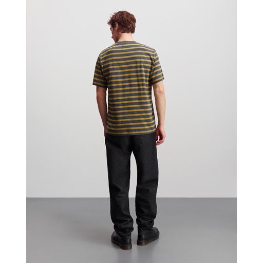 Mads Nørgaard Cotton Jersey Stripe Frode T-shirt, Willow/Black Oyster, M