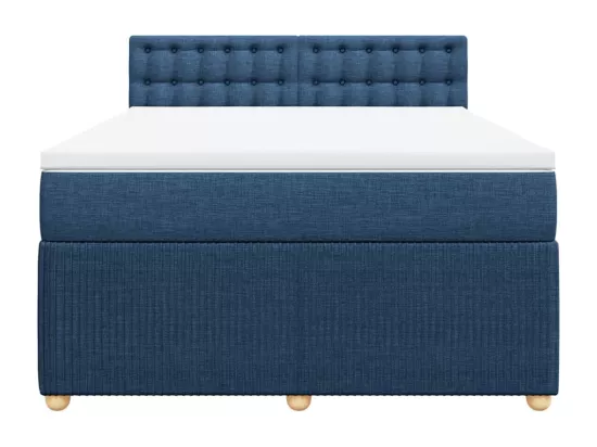 Sommier à lattes de lit avec matelas Bleu 160x200 cm Tissu