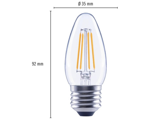 FLAIR LED kaarslamp, dimbaar, C35 E27/2,2W (25W) 250 lm 2700 K warm wit helder