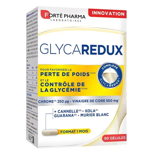 Forté Pharma Glycaredux Açúcar no Sangue Vinagre de Maçã Cromo Guaraná 90 cápsulas