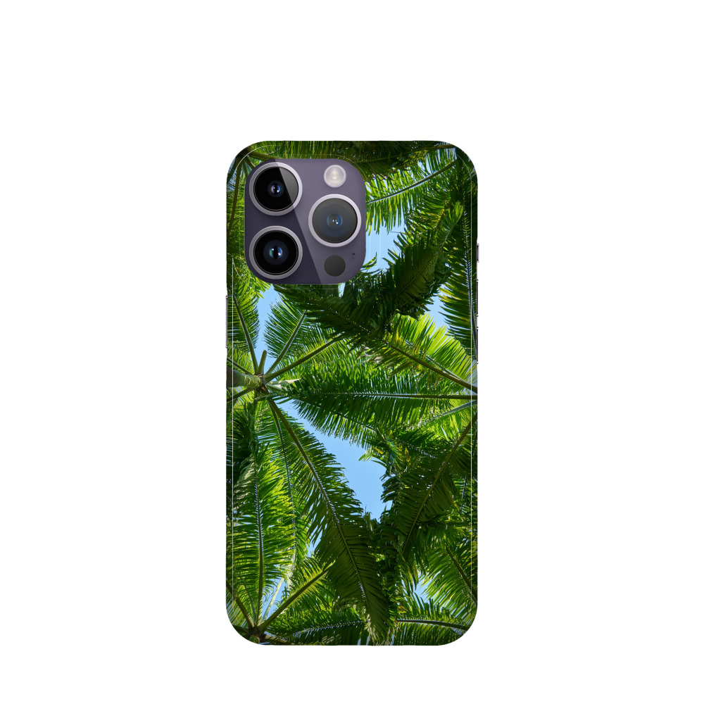 iPhone 14 Pro Kunststoff Hülle Palmen Dach - Grün