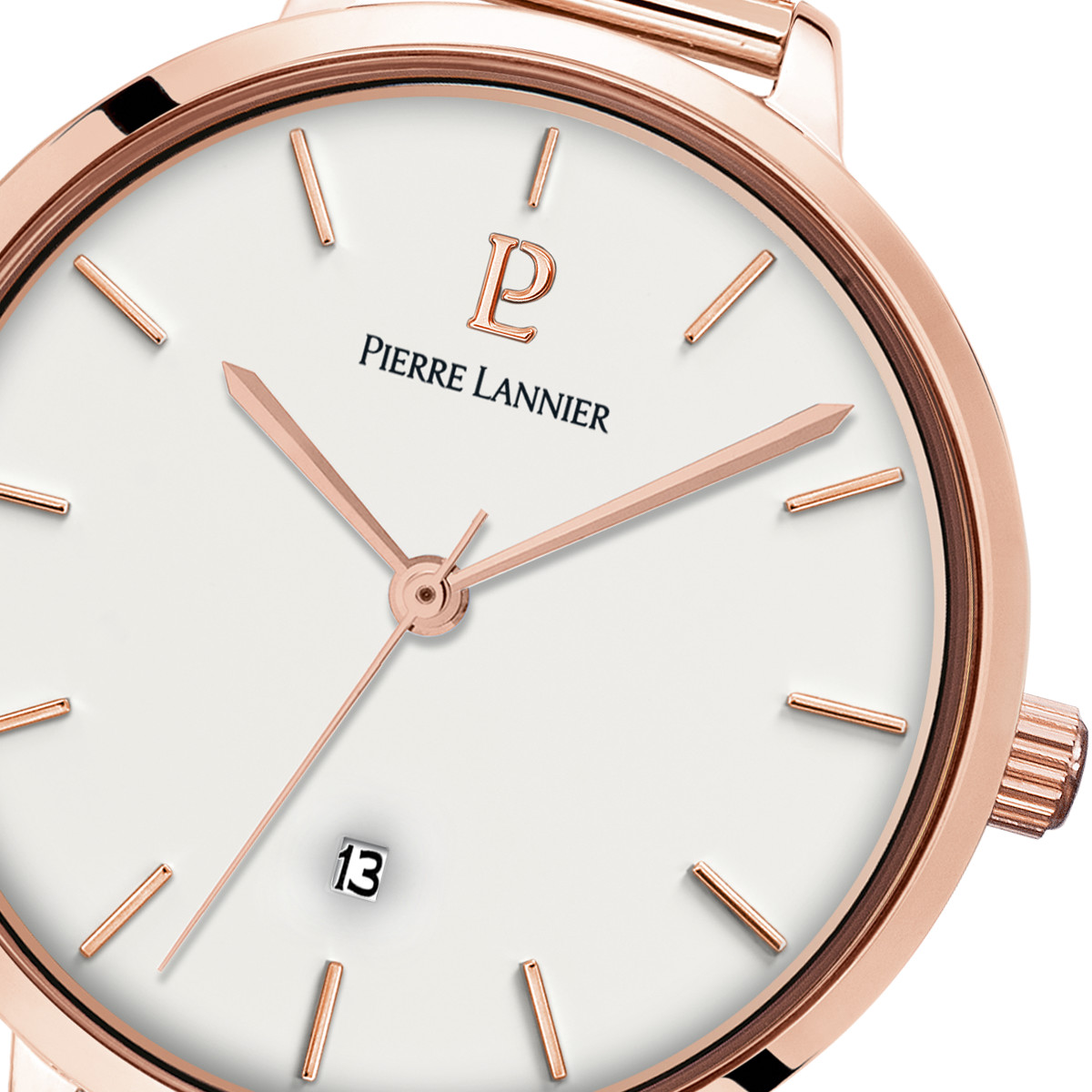 Montre Pierre Lannier femme acier doré rose bracelet maille milanaise
