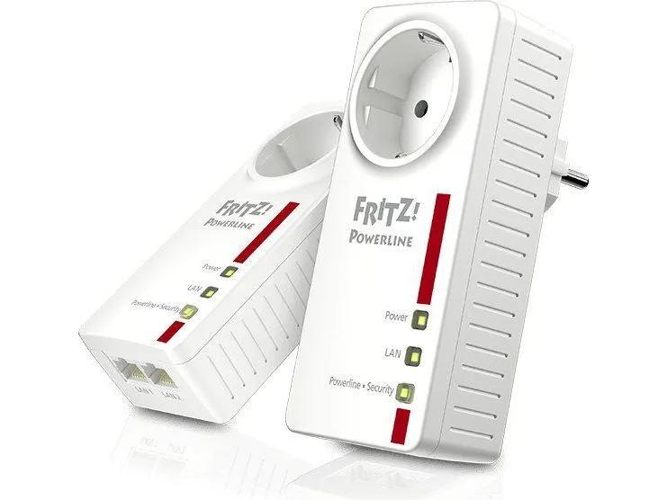 AVM FRITZ!Powerline 1220E - Powerline-adaptersæt 1GbE, HomePlug AV (HPAV) 2.0, IEEE 1901 - kan sluttes til vægstik (pakke med 2)