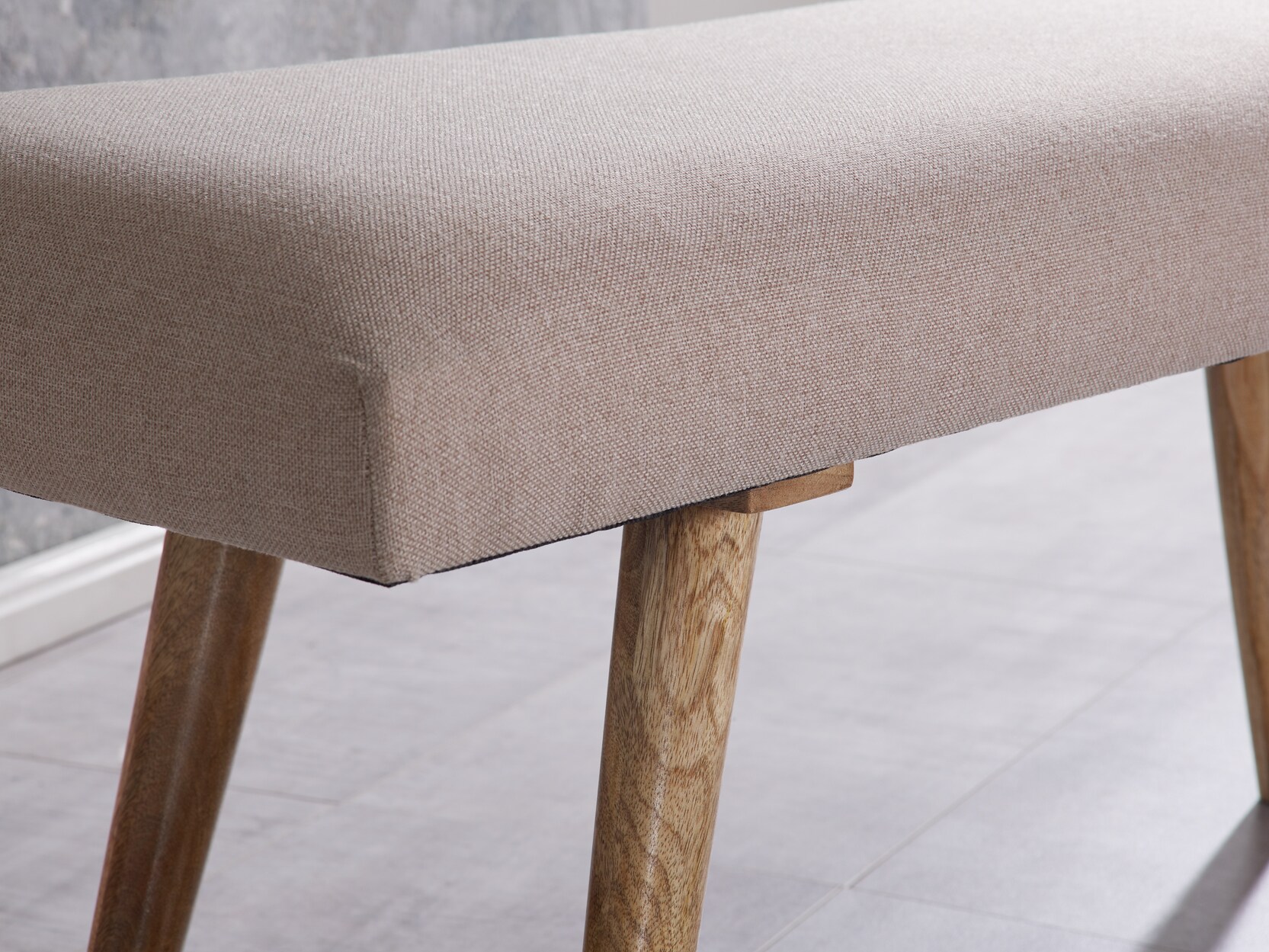 KADIMA DESIGN Sitzbank SILE: Retro-Stil, Bequeme Polsterung, Strapazierfähiger Stoffbezug, Massivholz, Anti-Rutsch-Noppen