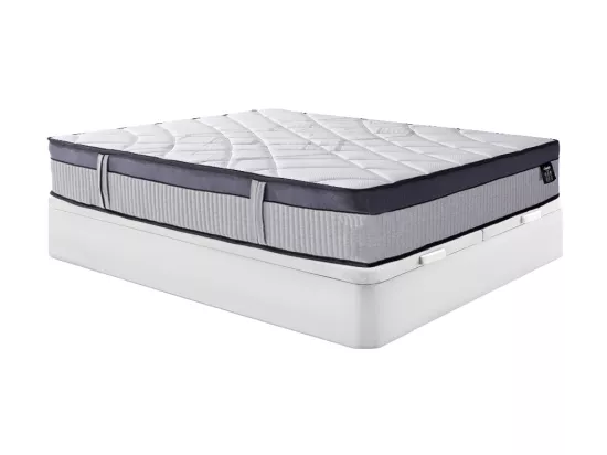 Ensemble 180 x 200 cm sommier coffre blanc + matelas hybride ressorts ensachés 5 zones et mousse à mémoire de forme ép.30cm - PATNOS de YSMÉE