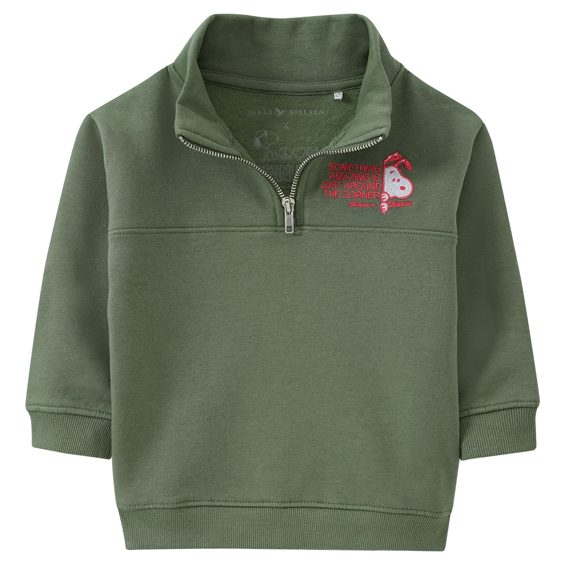 Jonas Nielsen Peanuts Sweatshirt im Troyer-Style dunkelgrün