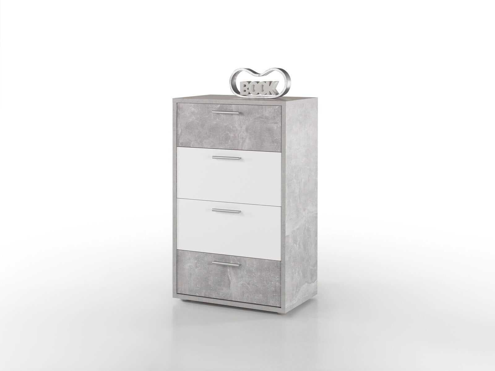 Kommode Mountain Weiß Hochglanz/Beton-Optik 64 x 104 x 37 cm