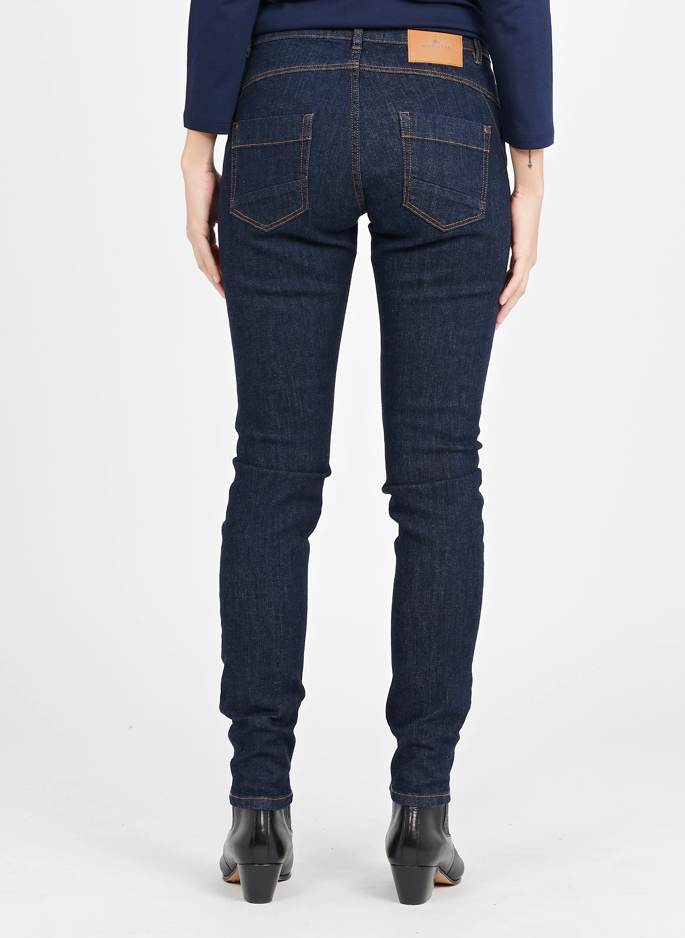 Jean slim 7/8 en coton mélangé | Bleu