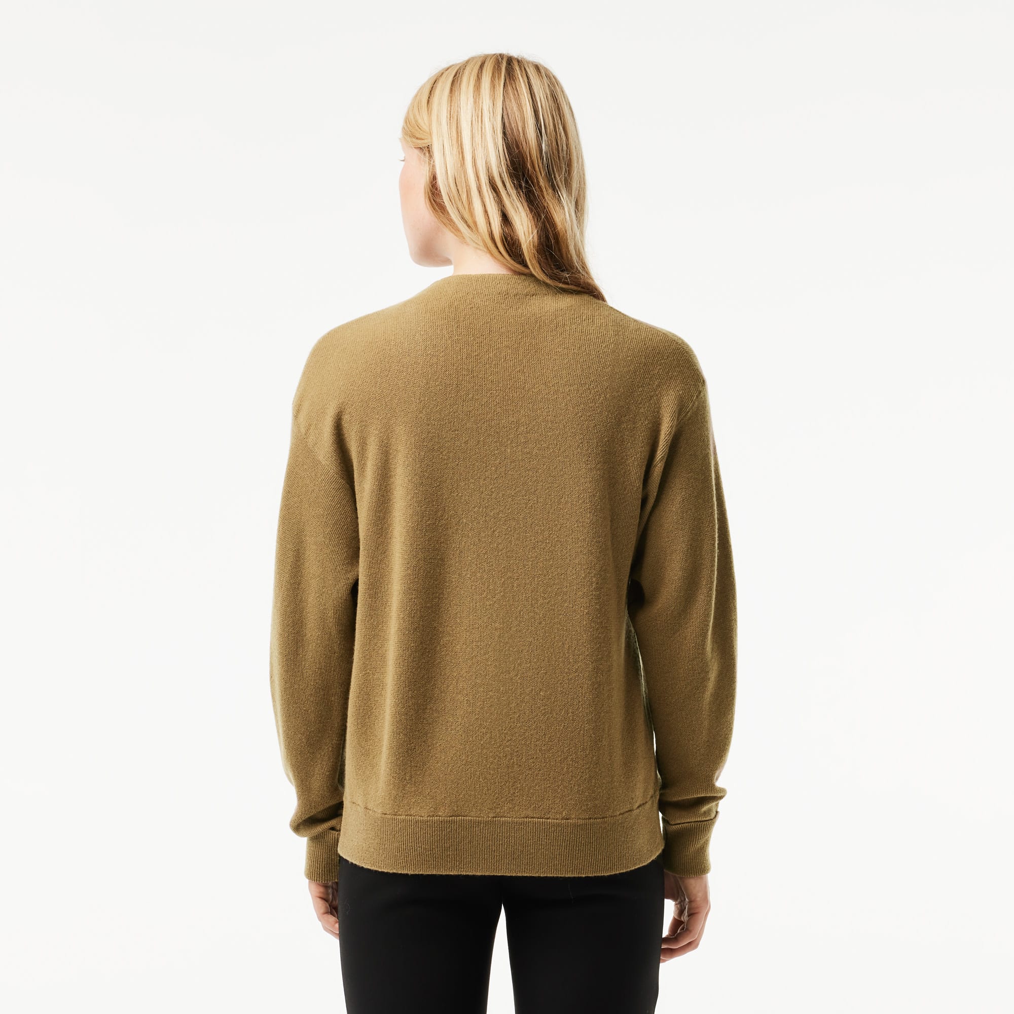 Cardigan femme Lacoste col en V en laine Pullovers - Marron - Lacoste - Femme
