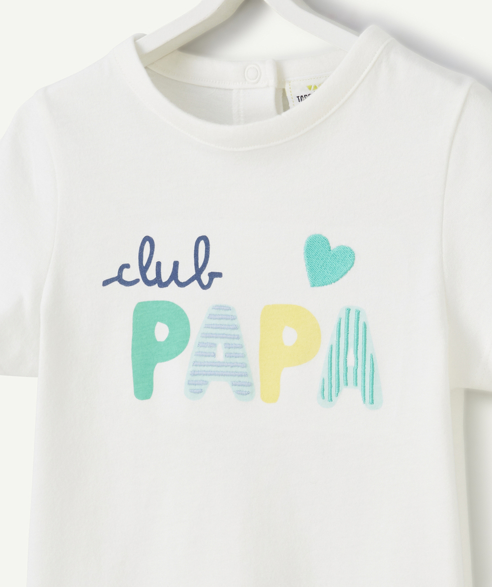 t-shirt bébé garçon en coton bio blanc message club papa