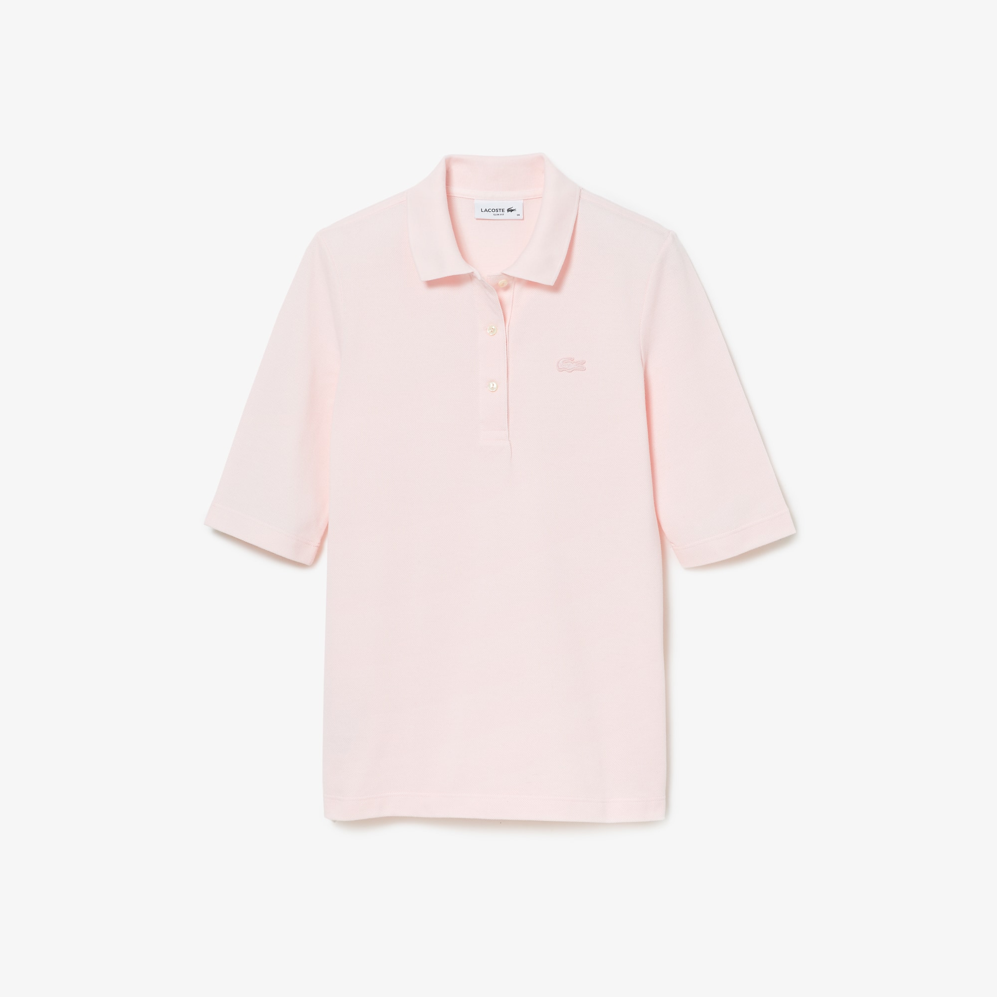 Polo Lacoste slim fit à manches trois-quarts en coton souple Manches Courtes - Rose - Lacoste - Femme
