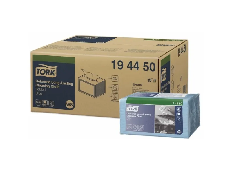 Aftørringsklud Tork W8 Premium Small Pack 30x38 cm blå - (8 pakker x 40 stk.)