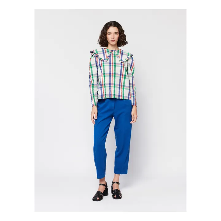 Bobo Choses Blouse Grand Col Carreaux - Collection Femme  | Bleu