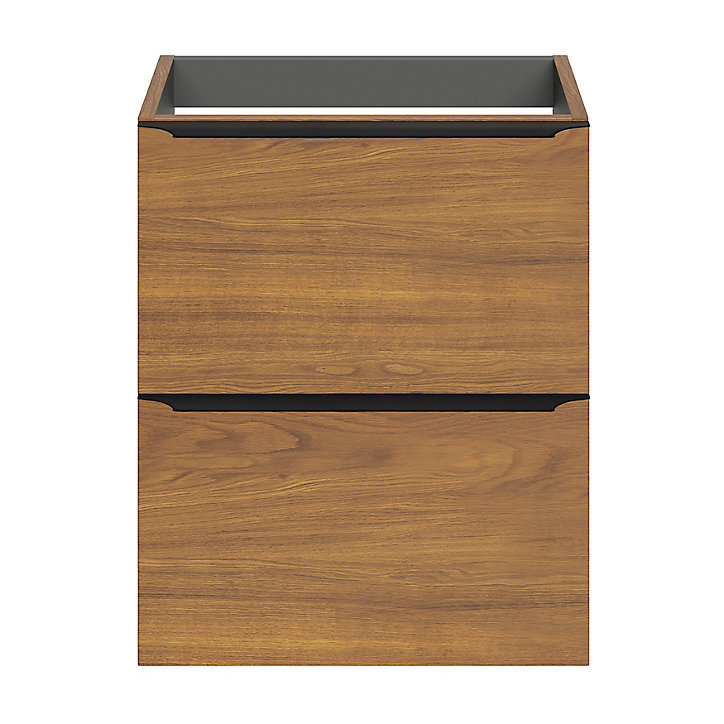 Meuble sous vasque faible profondeur à suspendre GoodHome Imandra décor noyer L. 50 x H. 60 x P. 36 cm