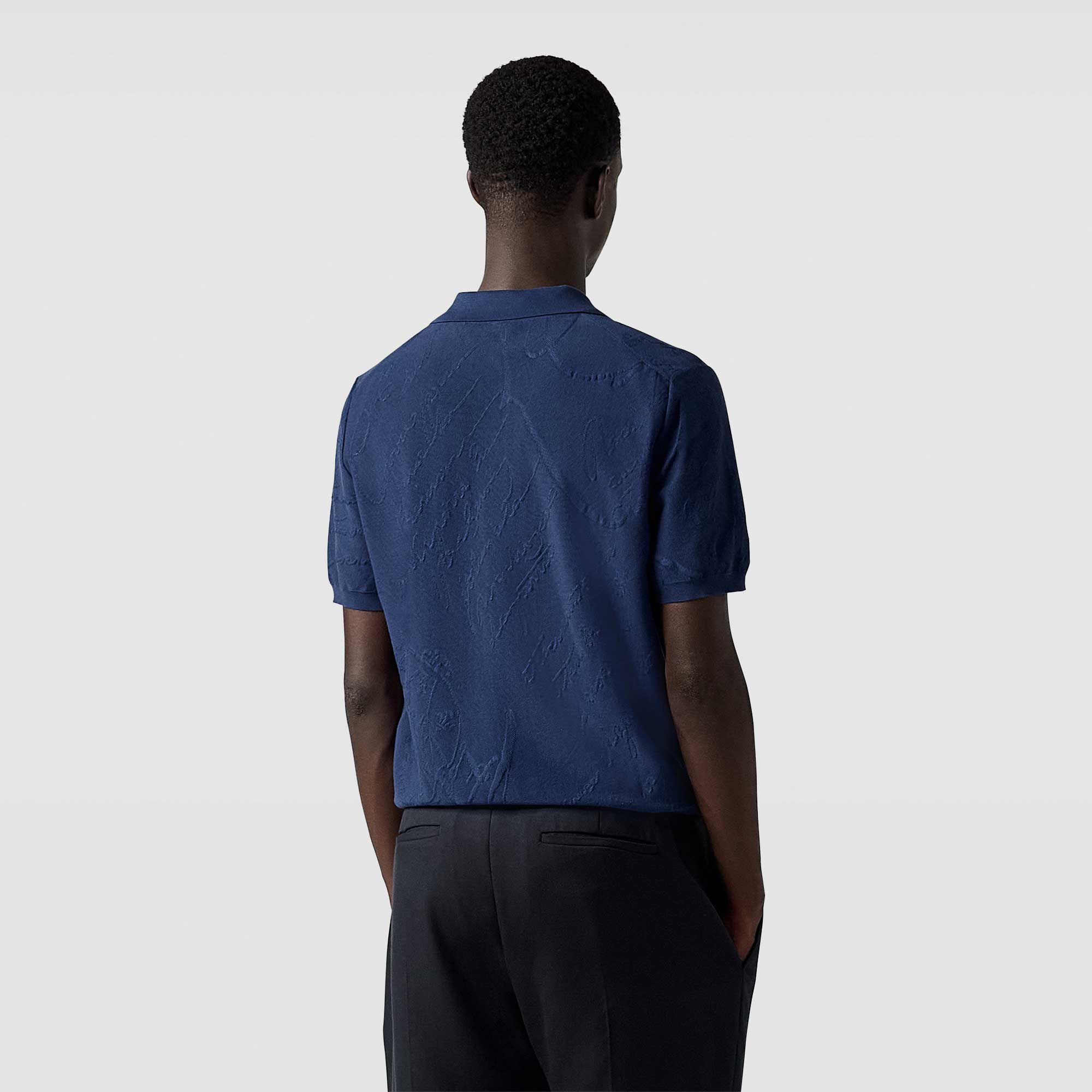 Polo Pique Scritto En Coton Et Soie
