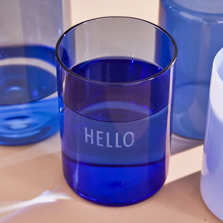 Design Letters - AJ Favourite Trinkglas, Hello / blau