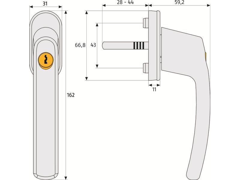 Abus Abschliessbarer Fenstergriff FG210 W Triples Weiss Fenstersicherheit