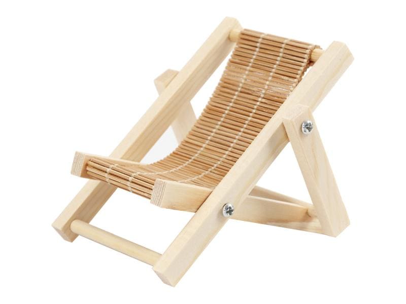 Creativ Company Mini-Möbel Liegestuhl 7.5 x 9.5 cm 1 Stück Liegestuhl aus hellem Holz