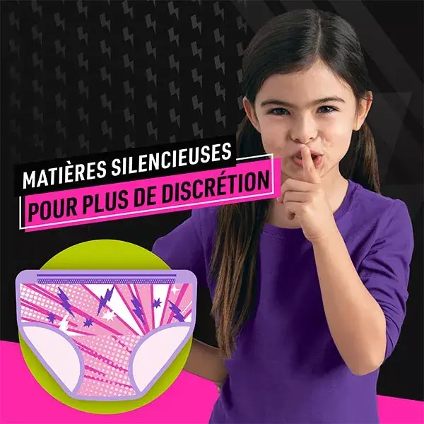 Calças de pijama Pampers Ninjamas para meninas, roupa íntima noturna absorvente, para meninas de 4 a 7 anos e com peso entre 17 e 30 kg, pacote com 10 unidades.