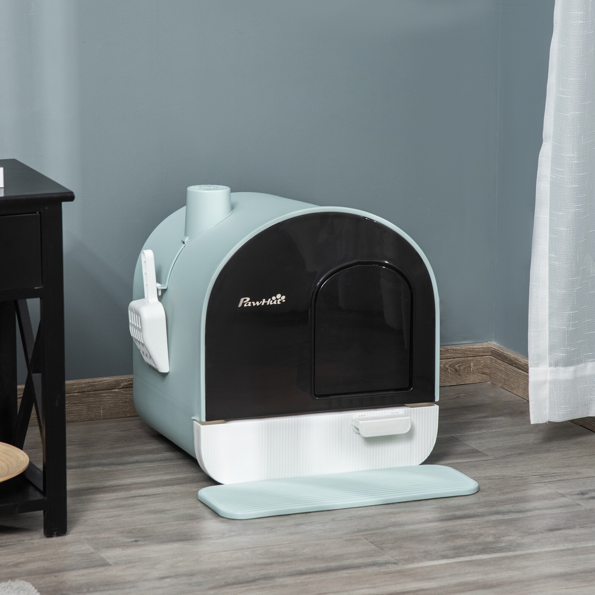 PawHut Katzentoilette mit Holzbeine grün 43L x 44B x 47H cm