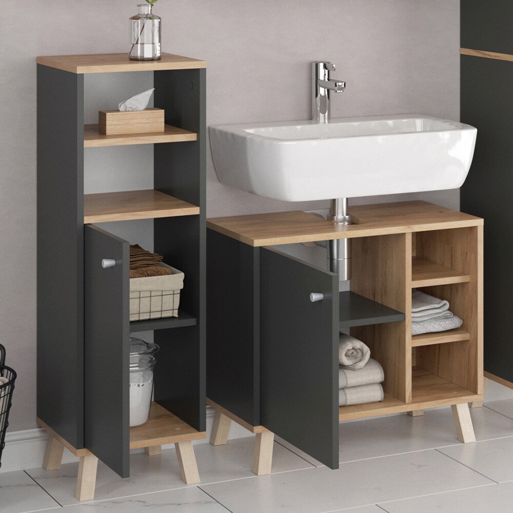 Vicco Midischrank Badschrank Badregal Senyo Goldkraft/ANT 2 Fächer Badmöbel