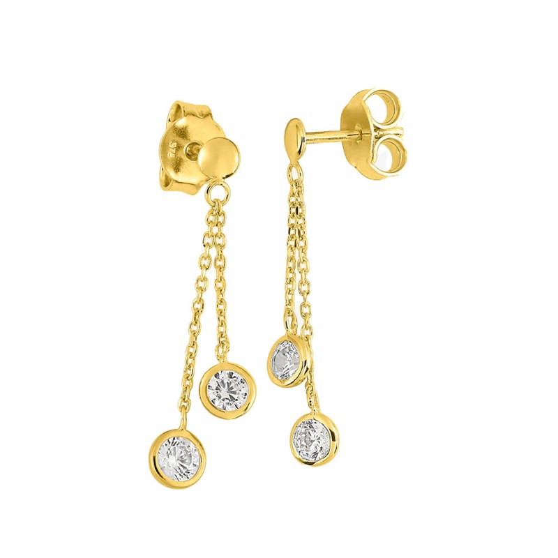 Boucles d'oreilles femme pendantes - Oxyde de zirconium - Or 18 Carats