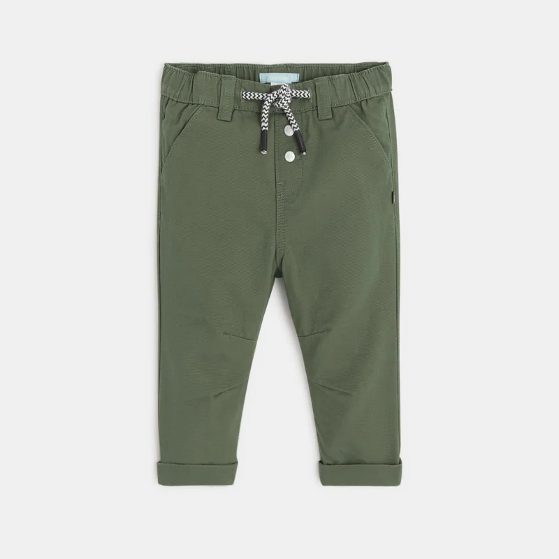Pantalon regular coton fantaisie vert bébé garçon Vert