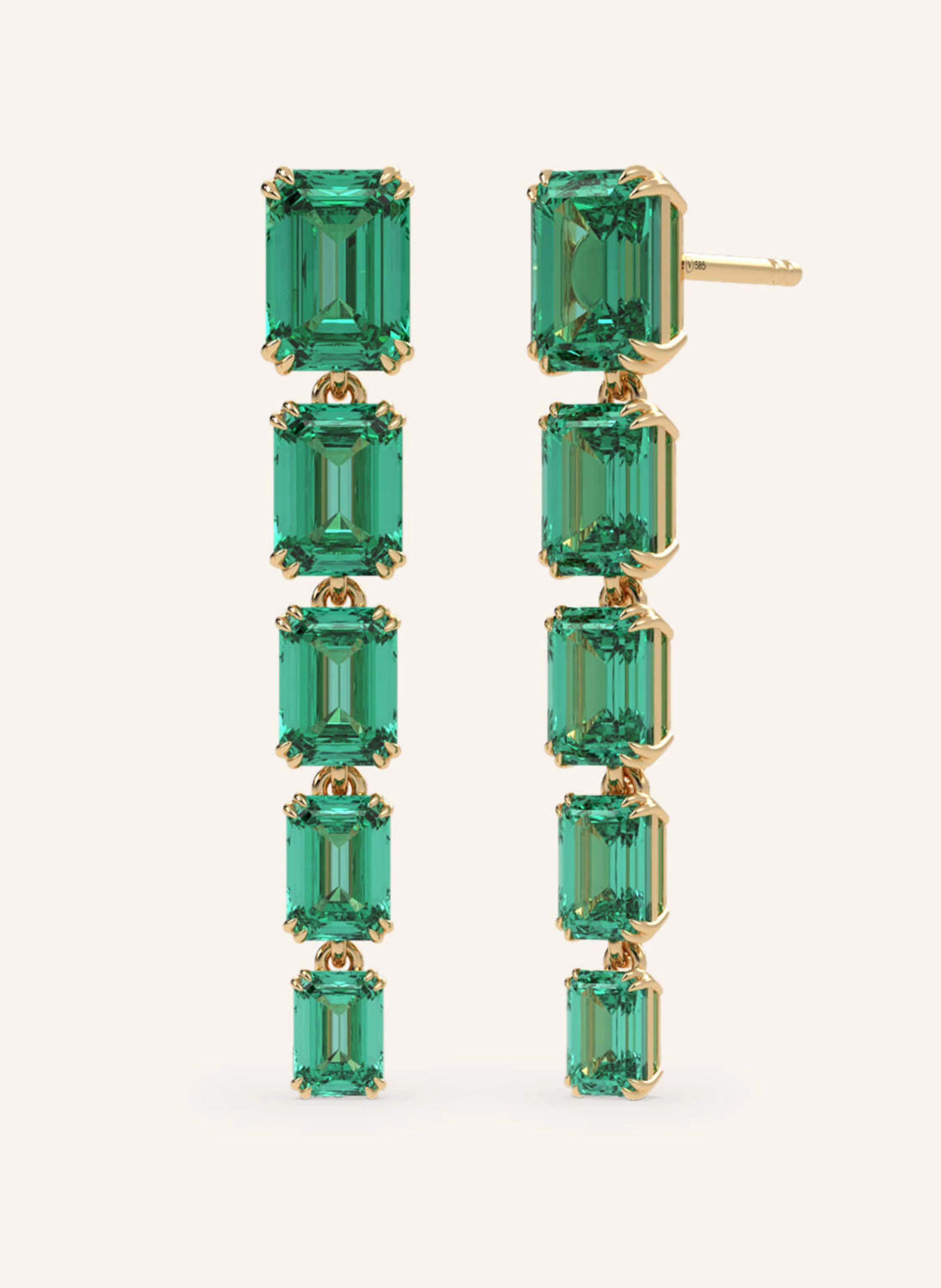 VEYNOU Ohrringe EDEN ESSENCE aus 14 Karat Gelbgold und 5,0ct. lab-grown Smaragden