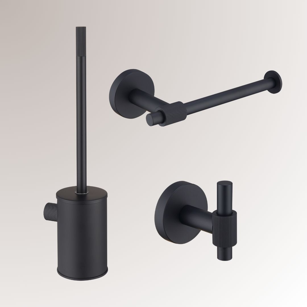 Best Design High End toilet accessoire set incl toiletborstel, rolhouder en haak zwart mat