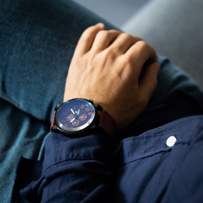 Montre Homme CHTIME bracelet Cuir Rouge