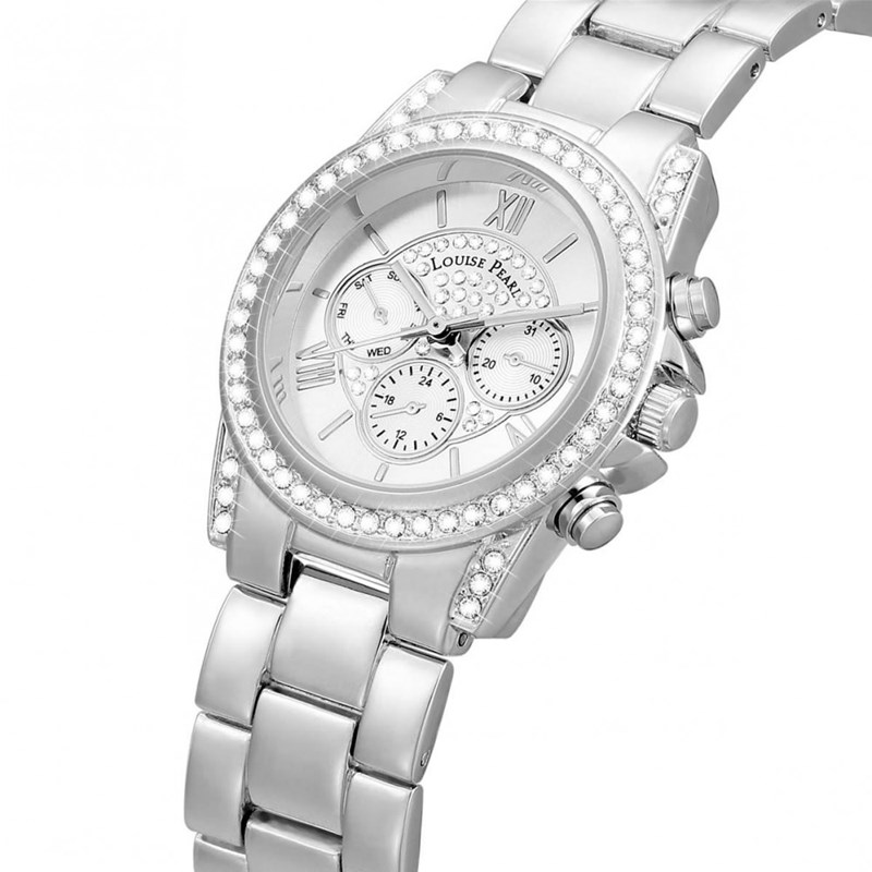 Montre Femme LOUISE PEARL Ornée de Cristaux Swarovski bracelet Acier Argenté