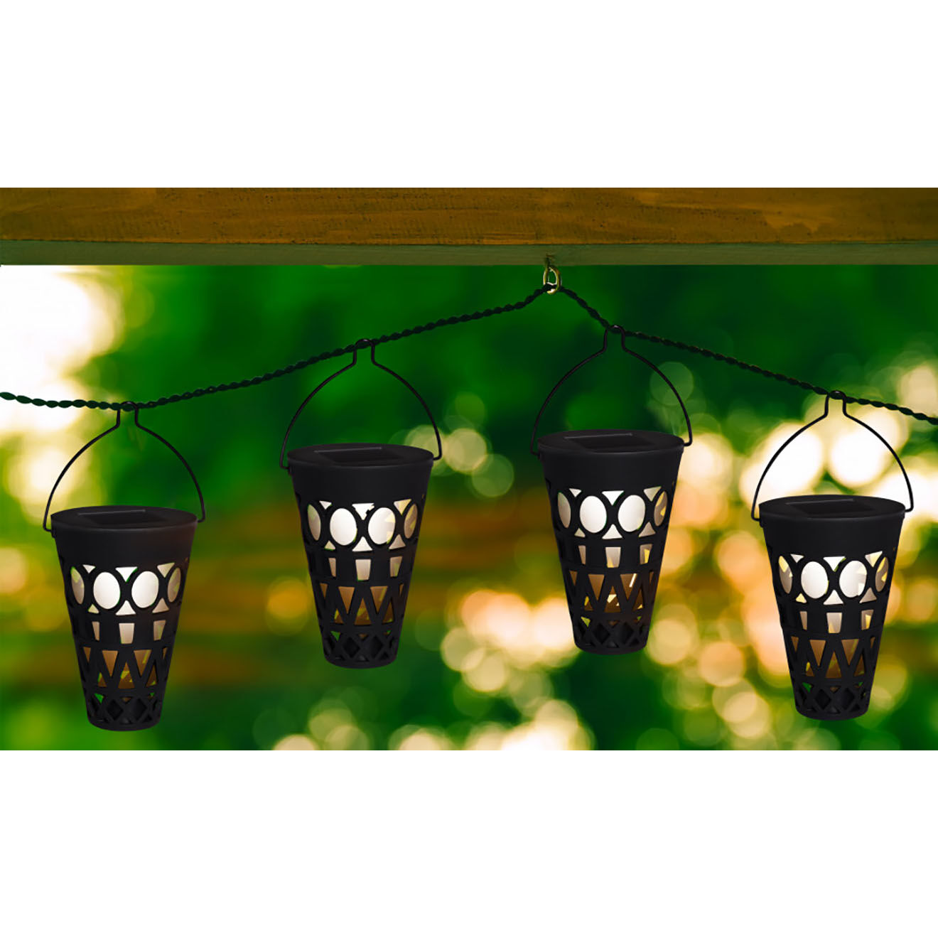 Pratik Garden 4 Balises solaires 2 en 1 noires - D.8x12 cm