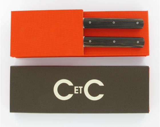 Coffret 2 pièces - Français 9.47 Ebène de Macassar Couteau Table par Perceval