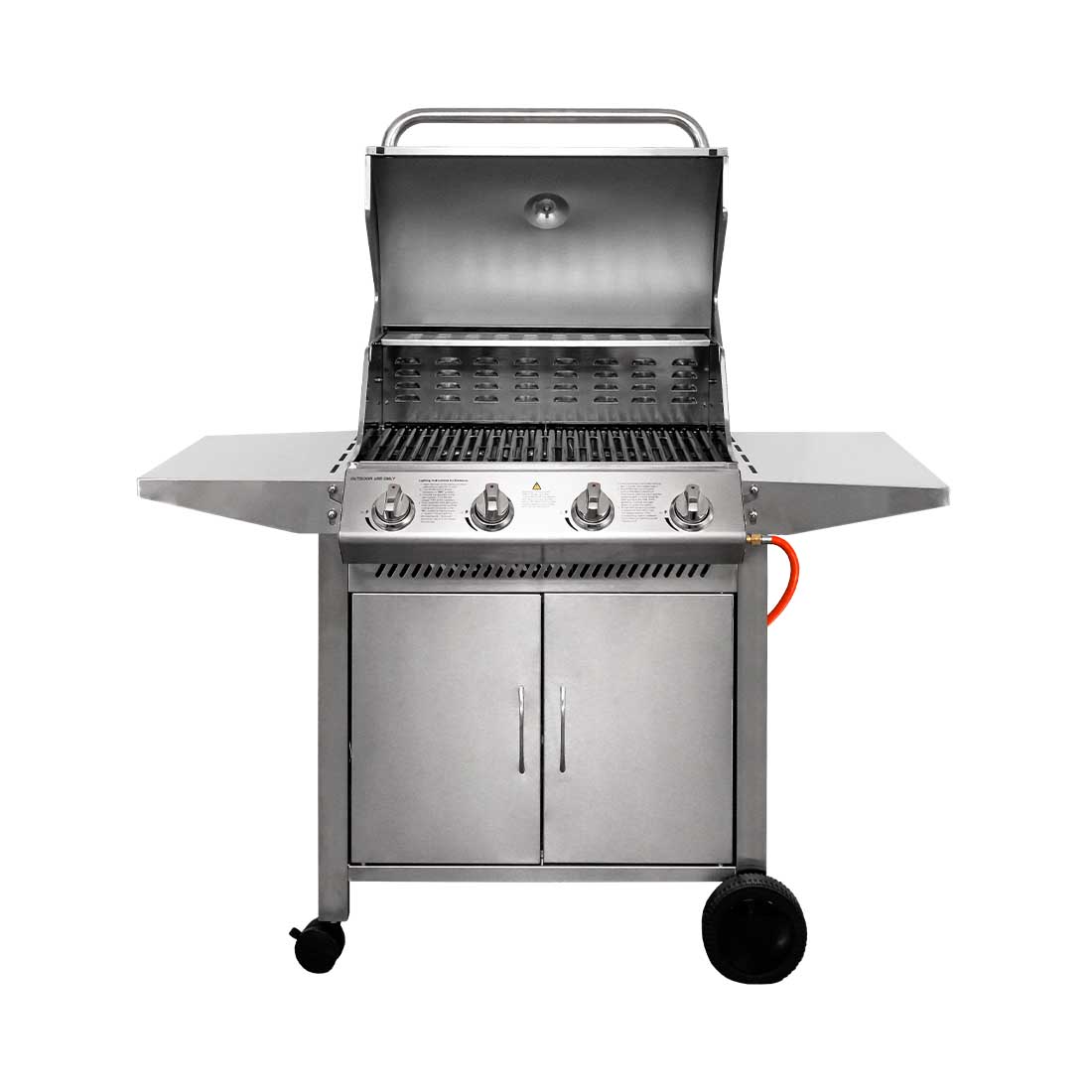 Mr. Grill 4 Brenner Chromstahl Gasgrill, inkl Gasschlauch und -Regler