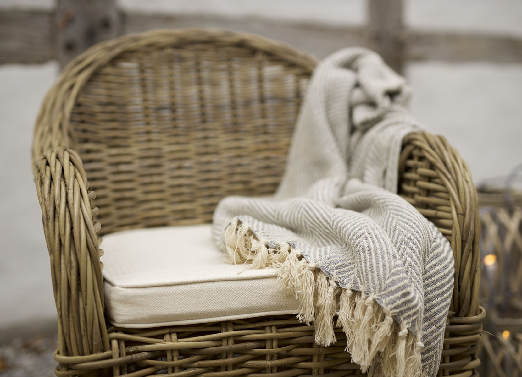 Rattansessel Athena mit Sitzkissen 4er-Set Natural-Grey