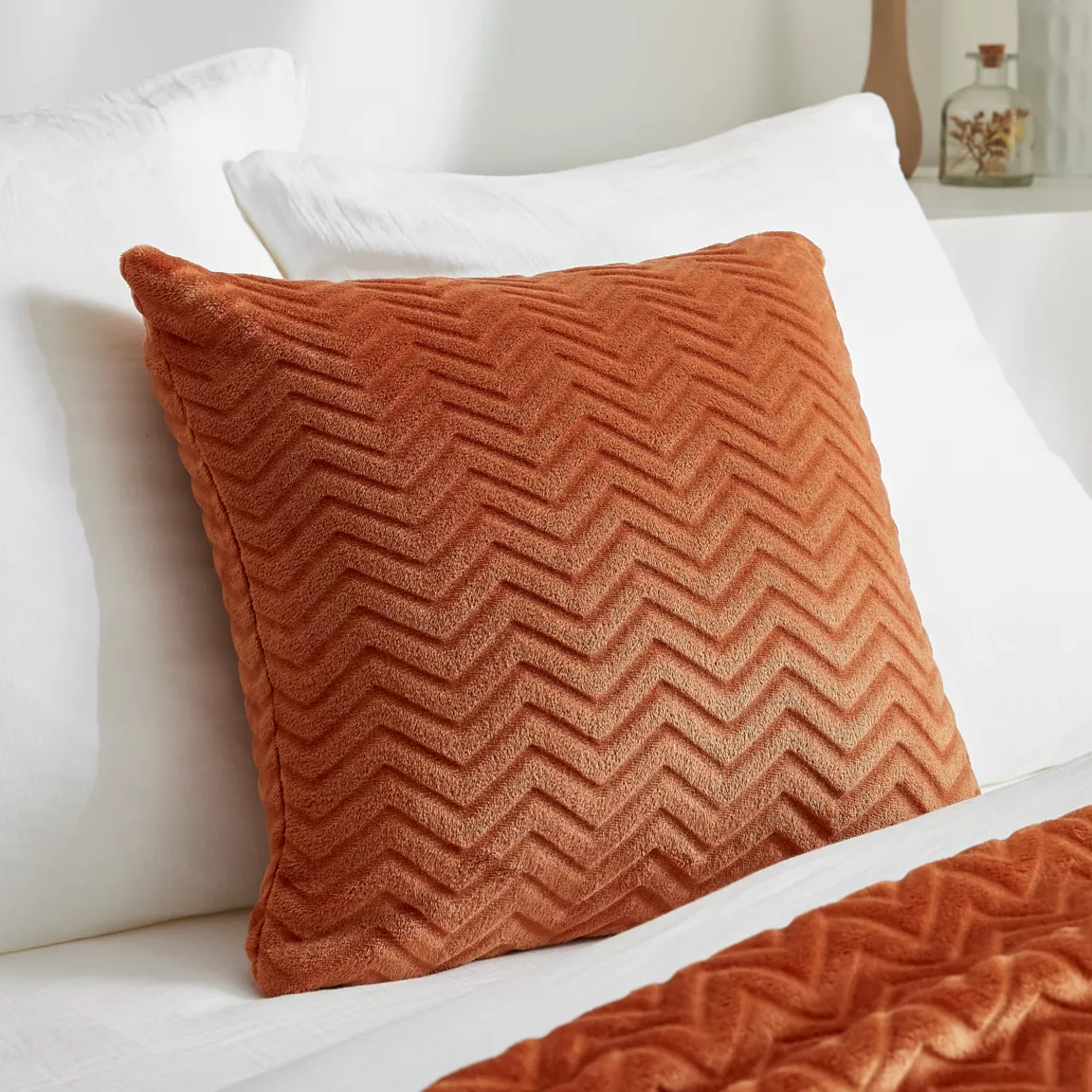 Coussin carré flanelle (45 x 45 cm) Zag Cuivre