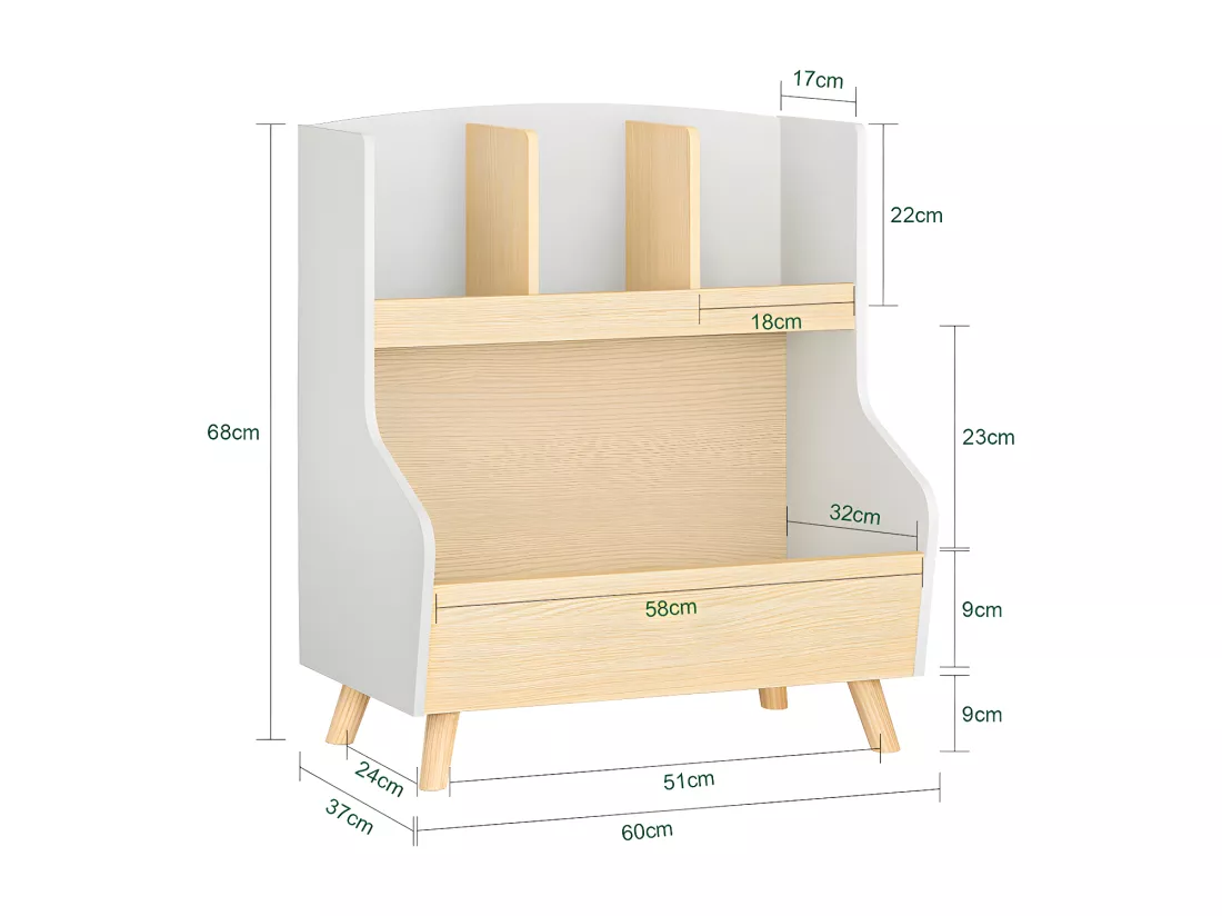 SoBuy Bibliothèque Enfant Étagère de Rangement Jouets pour Enfants Étagère à Livres pour Garçon, Fille, pour Chambre d'enfant et Salle de Jeux, 60 x 37 x 68 cm, KMB105-HG