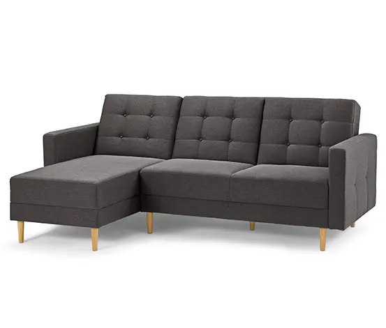 Federkern-Eckschlafsofa mit Stauraumbank