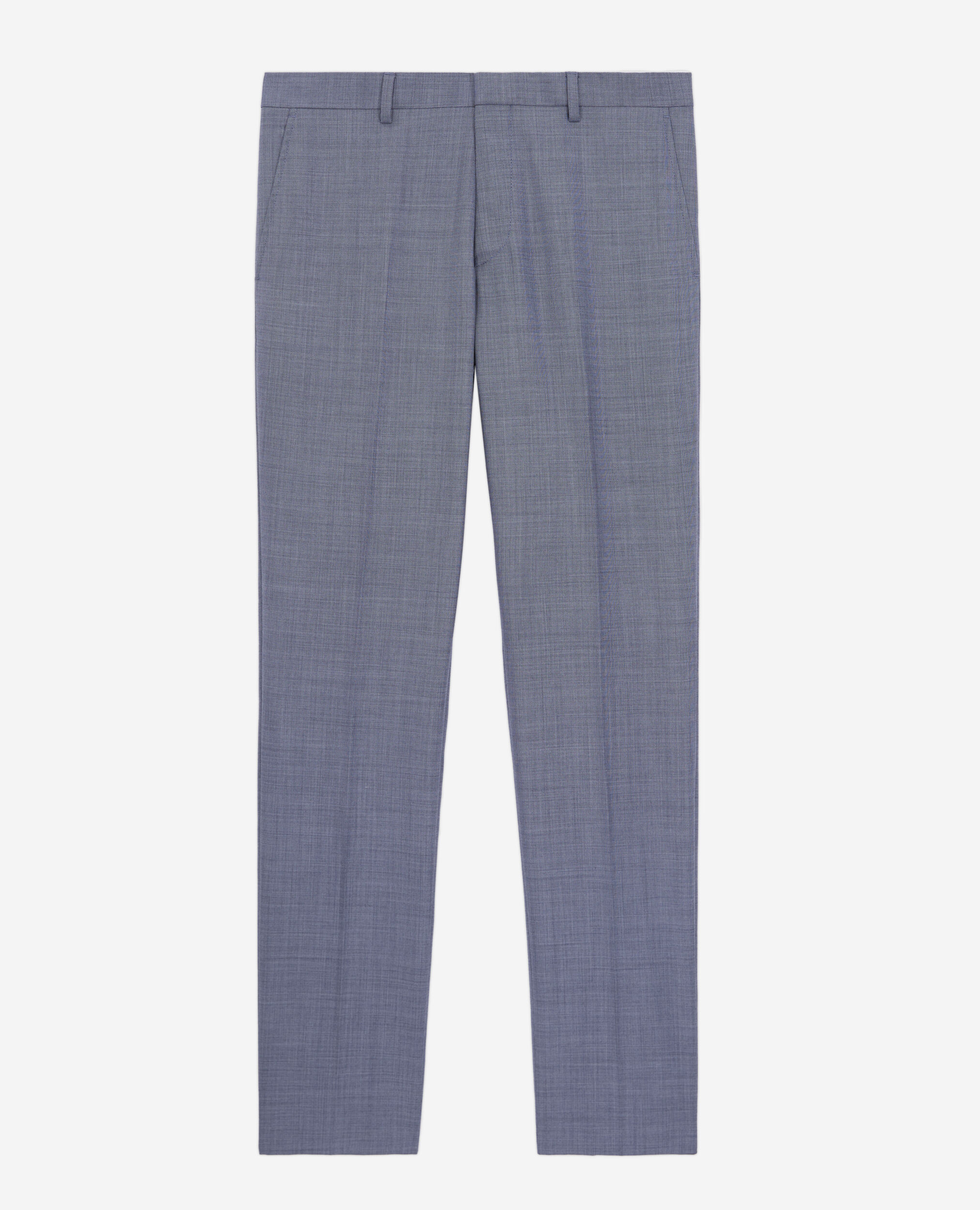 Pantalon de costume en laine à carreaux gris et bleus