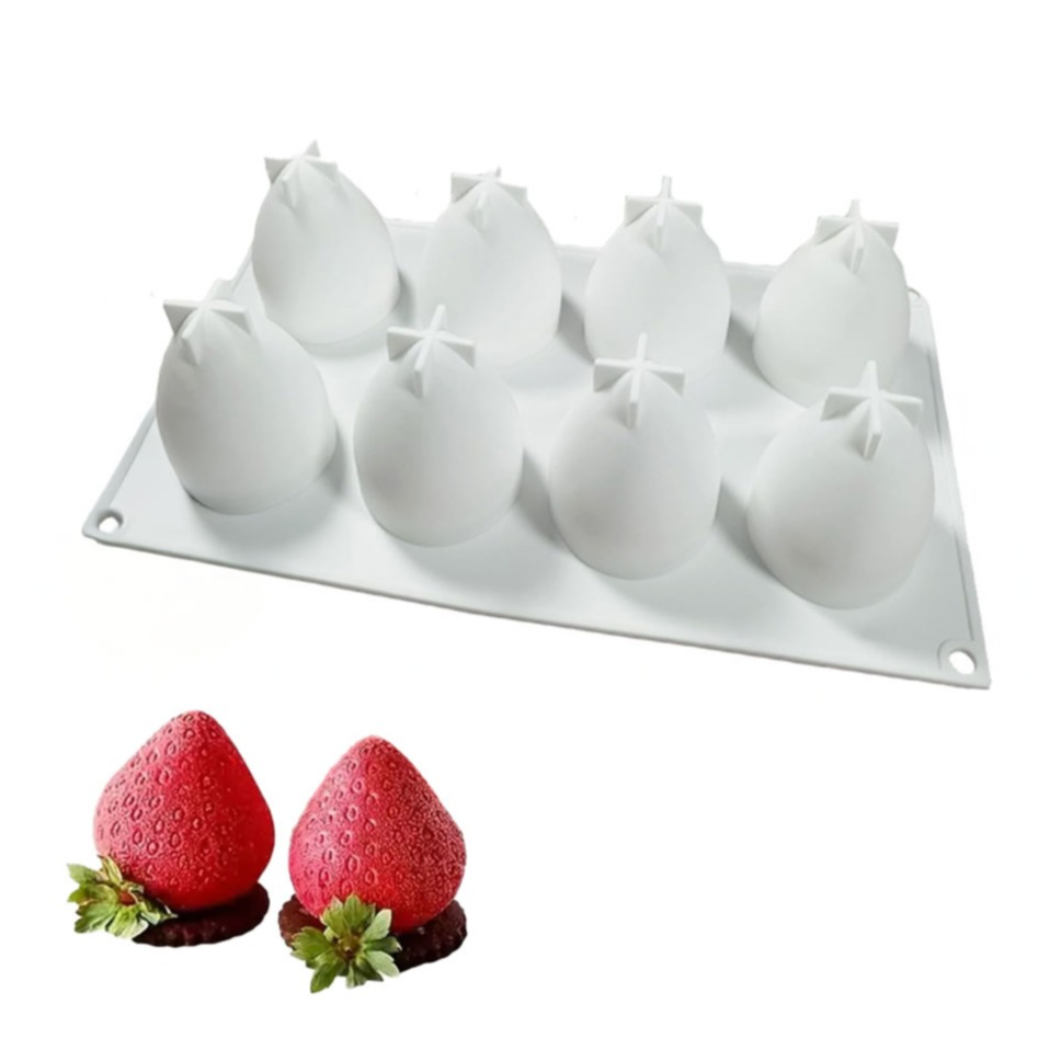 (8-fach) Silikon Trend Früchte Kuchen Form DIY Gussform für Virale Frucht Desserts - Erdbeere